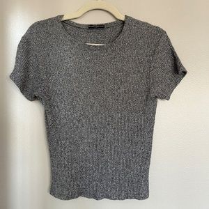 BRANDY MELVILLE Heather Grey Ribbed Top